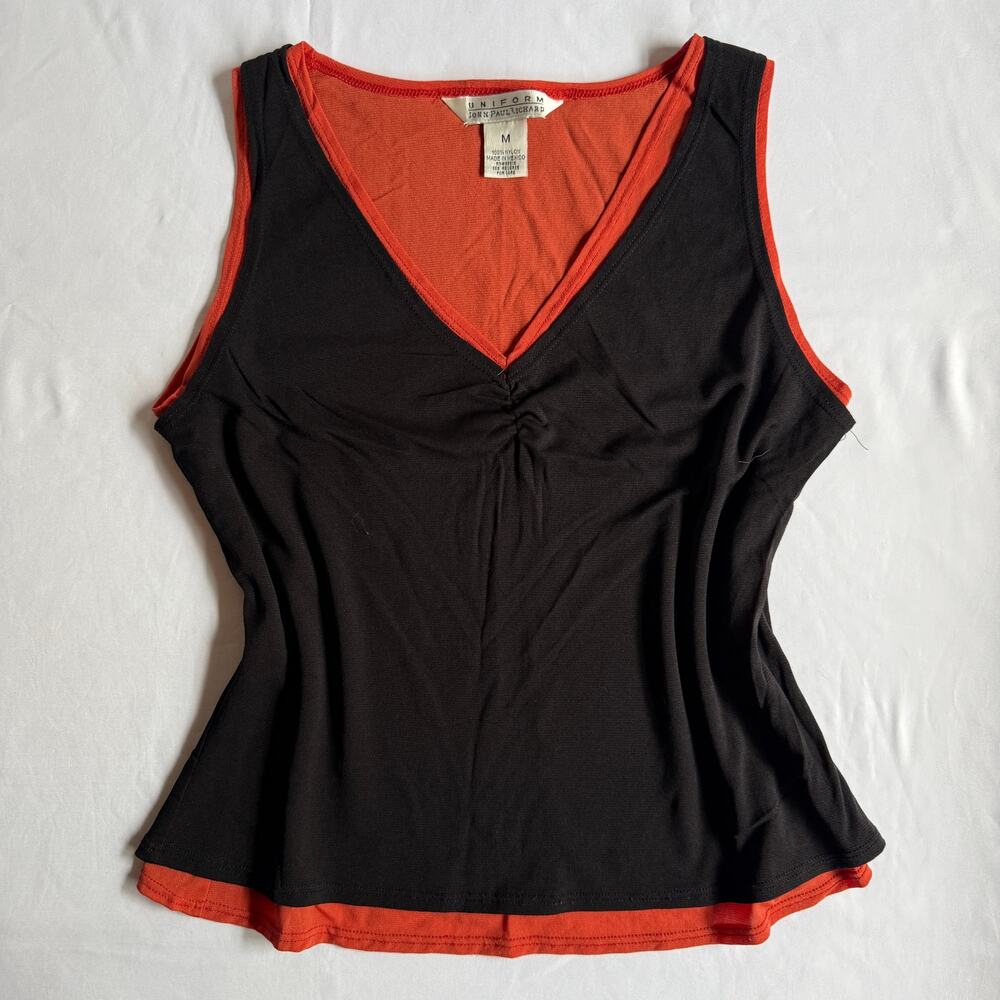 Vintage Y2K John Paul Richard Black Orange Tank Sz Medium